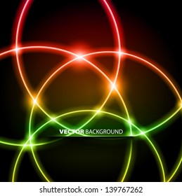 Abstract Glowing Circles of llight with Colours Background