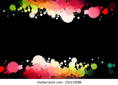Abstract Glowing Circles of llight with Raibow Colours Background