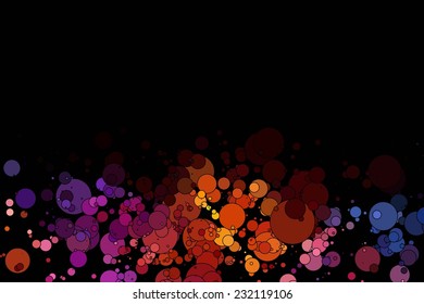 Abstract Glowing Circles of llight with Raibow Colours Background