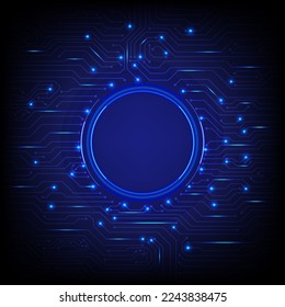 abstract glowing circular background high tech with space in the middle
and there is an electronic circuit pattern that shines and glows on a gradient background