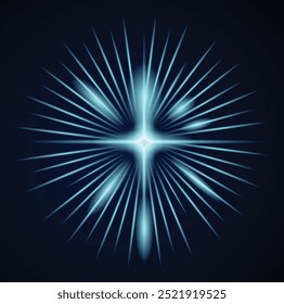 Abstrait scintillant élément de conception circulaire en bleu. Image vectorielle de concept d'explosion d'objets spatiaux et d'étoiles