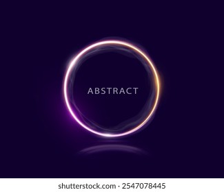 Abstract glowing circular frame with neon gradient light, smoky effects, and dark purple background, suitable for futuristic, tech, or design concepts.