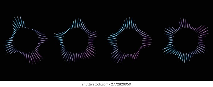 Abstract glowing circular soundwave. abstract circular lines pattern. round music soundwave shape. radial bursts and streaming podcasts sign concentric energy burst design
