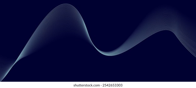 Abstract glowing colorful wave lines on dark blue background. Dynamic wave pattern. Modern flowing wavy lines. Futuristic technology concept. Vector illustration