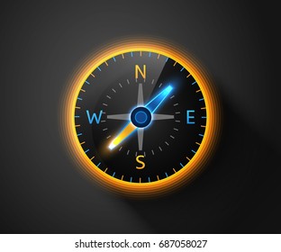 Abstract glowing compass. Vector illustration