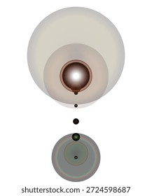 Esferas concéntricas brillantes Abstractas con destello de luz sobre fondo blanco - concepto de arte digital