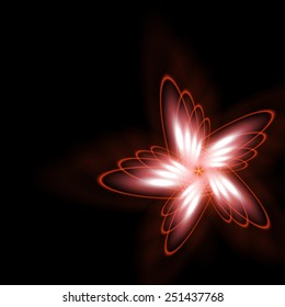 Abstract glowing cosmic star-flower on a black background.