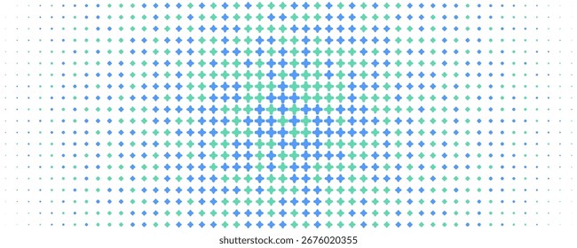 Fondo cruzado brillante Abstractas, patrón de degradado de semitono, textura de partículas brillantes. Fondo futurista para el diseño de tecnología de innovación de investigación científica médica, estilo científico. VECTOR BG