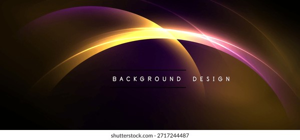 Abstractas curvas brillantes forman un elegante telón de fondo. El fondo oscuro enfatiza los Gradientes de colores vibrantes, creando un efecto visual moderno.