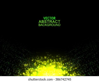 Abstract glowing in dark background. Vector abstract backdrop. Abstract shine lights effect on black.