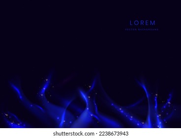 Abstract glowing dark blue light line effect and sparkle on dark blue background. Vector illustration