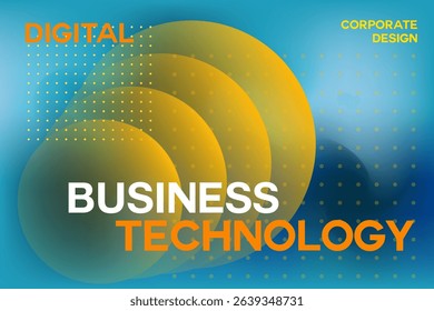 Abstract glowing digital futuristic background blurred blue gradient backdrop with flowing yellow geometric shapes. Futuristic corporate design, modern technology. Ideal for website banner, presentati
