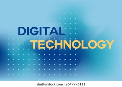 Abstract glowing digital futuristic background blurred blue gradient backdrop with flowing yellow geometric shapes. Futuristic corporate design, modern technology. Ideal for banner, presentation