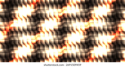Abstrato, brilhante, distorcido padrão xadrez com tons quentes e uma texturizada, aparência tecida.
