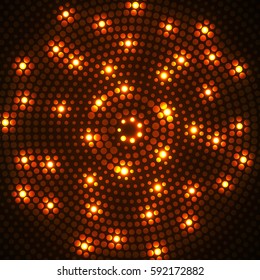 Abstract glowing dotted background. Radial pattern. Vector