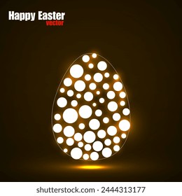 Abstract glowing Easter egg with circles, vector illustration