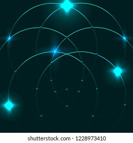 Abstract glowing element vector. Circle line. Dark abstract background.