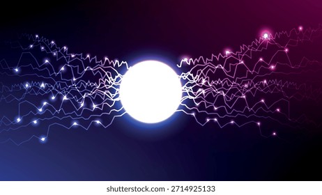 Esfera de energia brilhante abstrata com descarga elétrica e partículas