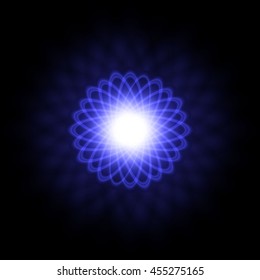 Abstract glowing flower on a black background