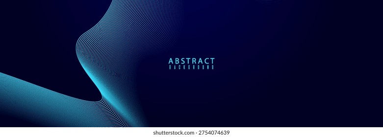 Abstract glowing flowing wavy lines on dark blue background. Modern dynamic wave design. Shiny blue moving lines. Futuristic technology concept. simple blan