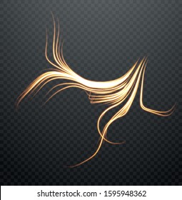 Abstract glowing form of lightning isolated on a dark background transparent. The real effect of transparency. Vector illustration EPS10