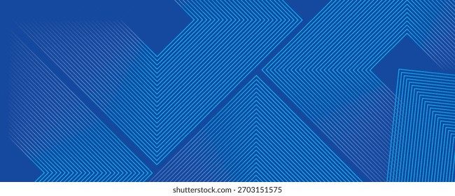 Fundo de gradiente azul escuro com linhas geométricas brilhantes abstratas. Elegante brilhante azul quadrado curvas padrão. Gráfico futurista moderno. Perfeito para cartazes, banners, brochuras e arte moderna.