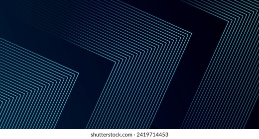 Abstract glowing geometric lines on dark background. Modern shiny blue oval lines pattern. Futuristic technology concept.