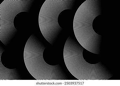 Abstractas líneas geométricas brillantes sobre fondo oscuro. Tecnología futurista