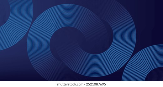 Abstract glowing geometric lines on dark background. Elegant shiny blue rounded lines pattern. Modern futuristic graphic. Suit for poster, banner, brochure, 