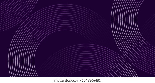 Abstractas líneas geométricas brillantes sobre fondo oscuro. Modelo brillante moderno de las líneas circulares. Vector ilustrasi.
