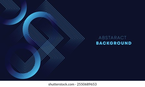 Abstract glowing geometric lines on dark background. Elegant shiny blue rounded lines pattern. Modern futuristic graphic. Suit for poster, banner, brochure, modern arts,social media and web.