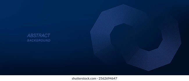 Abstract glowing geometric lines on dark blue background. Shiny blue polygonal lines pattern. Modern futuristic graphic suit for poster, brochure, cover, website, header, banner, presentation