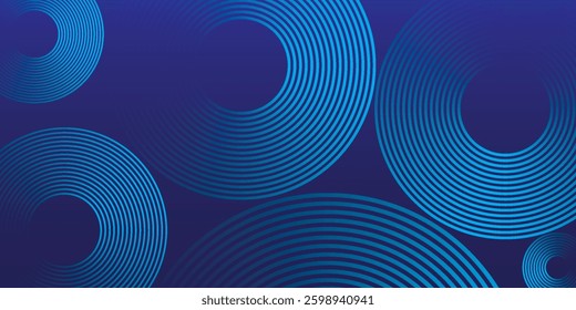 Abstract glowing geometric lines on dark background. Elegant shiny blue rounded lines pattern. Modern futuristic graphic. Suit for poster, banner, brochure, modern arts