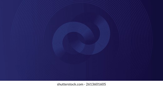 Abstract glowing geometric lines on dark background. Elegant shiny blue rounded lines pattern. Modern futuristic graphic. Suit for poster, banner, brochure, modern arts