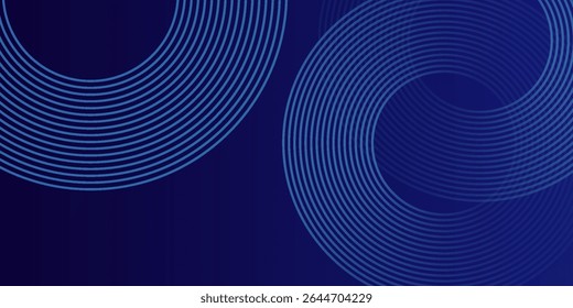Abstract glowing geometric lines on dark background. Elegant shiny blue rounded lines pattern. Modern futuristic graphic. Suit for poster, banner, brochure, modern arts