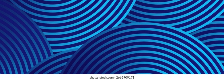 Abstract glowing geometric lines on blue background. Modern shiny blue circle lines pattern. eps10