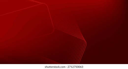 Abstractas líneas geométricas brillantes sobre fondo rojo. Líneas modernas de forma hexagonal. Diseño futurista. Concepto de tecnología digital. Traje para el Anuncio,
