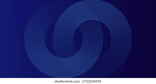Abstractas líneas geométricas brillantes sobre fondo oscuro. Elegante patrón de líneas redondeadas azul brillante. Gráfico futurista moderno. Traje para el cartel, Anuncio, folleto, artes modernas