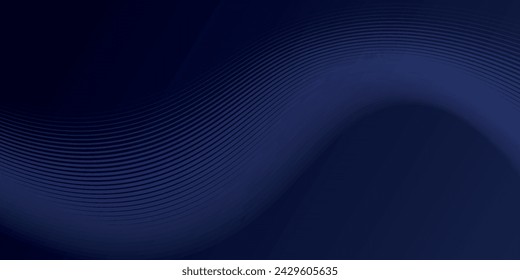 Abstract glowing geometric oval lines on dark blue background. Motion curve lines. Modern futuristic shiny blue lines design. 