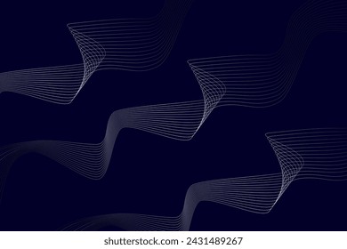 Abstract glowing geometric oval lines on dark blue background.