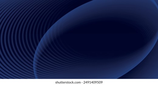 Abstract glowing geometric oval lines on dark blue background. Motion curve lines. Modern futuristic shiny blue lines design.	