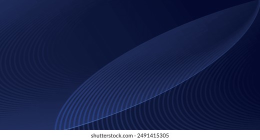 Abstractas líneas ovaladas geométricas brillantes sobre fondo azul oscuro. Líneas de curva de movimiento. Moderno diseño futurista de líneas azules brillantes.	