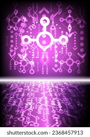 Resumen de la forma geométrica brillante en el fondo oscuro. Tecnología, conceptos digitales, futuristas. Ilustración vectorial. 