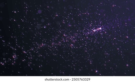 Abstract glowing glitter dust. Light and shine effect on dark background. Starry golden particles. Glowing bright stars, lights, flashes. Festive starry background. Vector