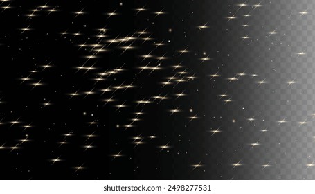 Abstract glowing glitters background. Golden dust particles decorative background. Christmas special light bokeh confetti effect. Stardust shine vector sparkle texture. Flying particles of light