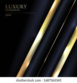 Abstract glowing gold metallic overlapping diagonal on blue background luxury style. Vector illustration