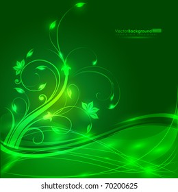 abstract glowing green flower vector background