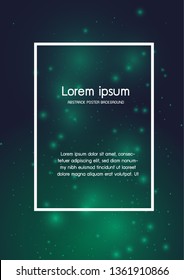 Abstract glowing green spot in the dark space background poster.