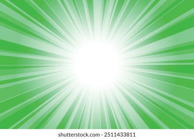 Abstract glowing green sunburst background. Dark Pastel green glow effect sunburst background for presentation,  banner, poster, flyer, sales. Modern pop art poster for summer and spring.