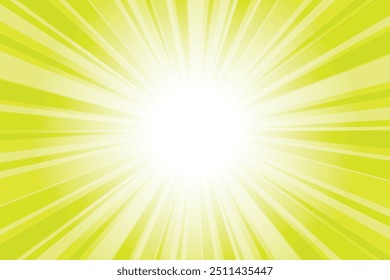 Abstract glowing green sunburst background. Chartreuse green glow effect sunburst background for presentation,  banner, poster, flyer, sales. Modern pop art poster for summer and spring.